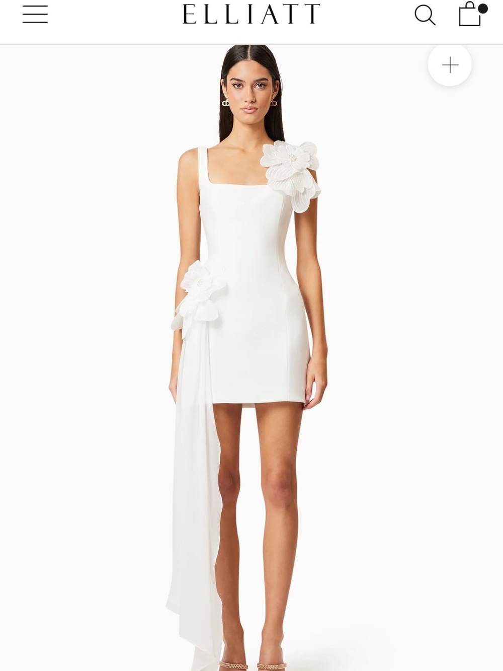 Elliatt White Sculpted Floral Applique Mini Dress